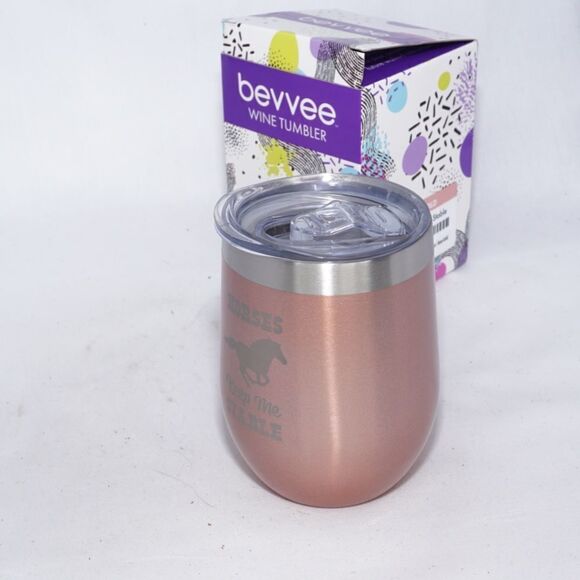 Bevvee Horses Make Me Stable Rose Gold Hand Etched Tumbler - Picture 5 of 6